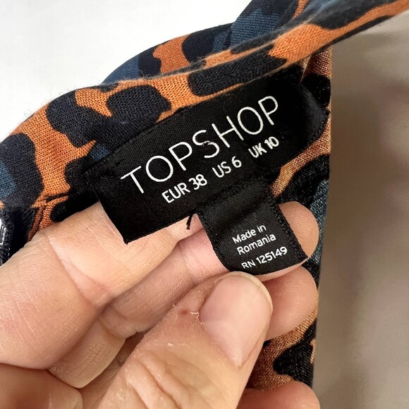 Topshop Animal Print Mock Neck Long Sleeve Bold Statement Dress Size 6 - Picture 8 of 11